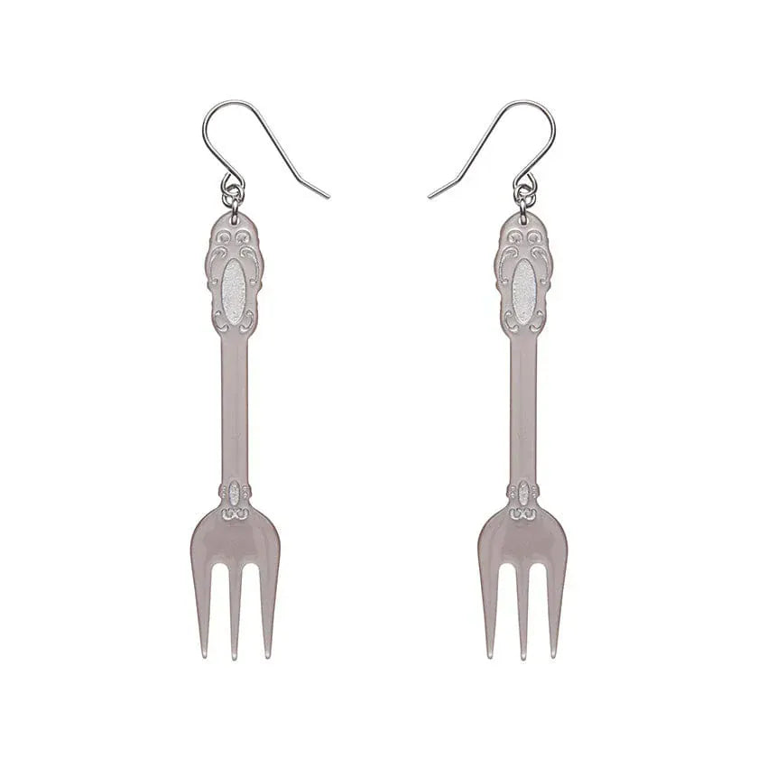 Fork, Please! Drop Earrings - Silver  -  Erstwilder Essentials  -  Quirky Resin and Enamel Accessories