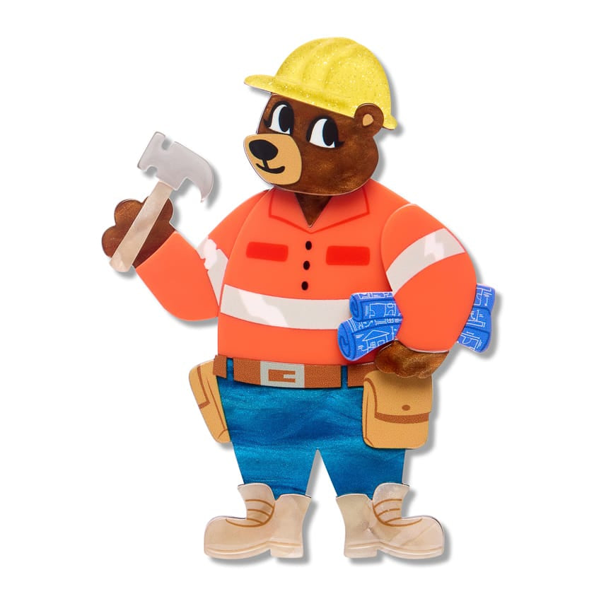 Foreman Grizzly Brooch  -  Erstwilder  -  Quirky Resin and Enamel Accessories