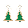 Green Christmas Tree Drop Earrings - Gold  -  Erstwilder Essentials  -  Quirky Resin and Enamel Accessories