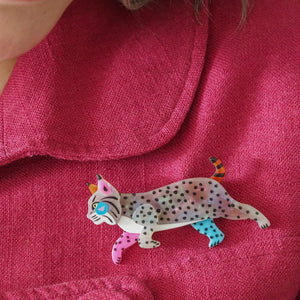 The Bohemian Bobcat Brooch  -  Erstwilder  -  Quirky Resin and Enamel Accessories