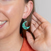 Cresent Moon Drop Earrings - Green  -  Erstwilder Essentials  -  Quirky Resin and Enamel Accessories