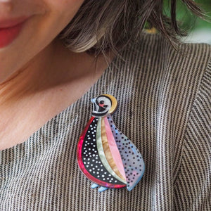 The Mysterious Montezuma Quail Brooch  -  Erstwilder  -  Quirky Resin and Enamel Accessories