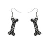 Bones Chunky Glitter Resin Drop Earrings - White  -  Erstwilder Essentials  -  Quirky Resin and Enamel Accessories