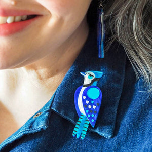 The Boisterous Blue Jay Brooch  -  Erstwilder  -  Quirky Resin and Enamel Accessories