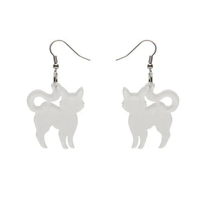 Pussy Cat Bubble Resin Drop Earrings - White  -  Erstwilder Essentials  -  Quirky Resin and Enamel Accessories