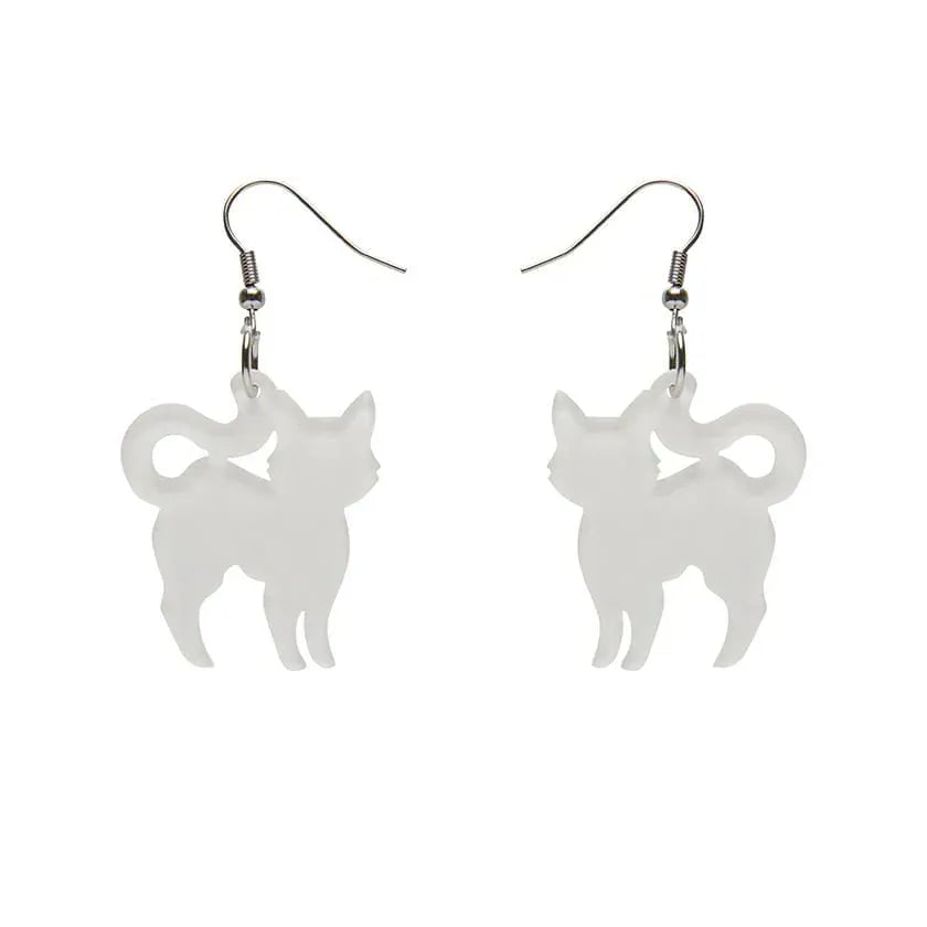 Pussy Cat Bubble Resin Drop Earrings - White  -  Erstwilder Essentials  -  Quirky Resin and Enamel Accessories