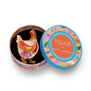 Bessie the Chicken Brooch  -  Erstwilder  -  Quirky Resin and Enamel Accessories