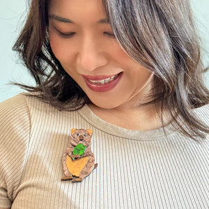 Quinn the Quokka Brooch  -  Erstwilder  -  Quirky Resin and Enamel Accessories