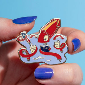Cal the Giant Squid Enamel Pin  -  Erstwilder  -  Quirky Resin and Enamel Accessories