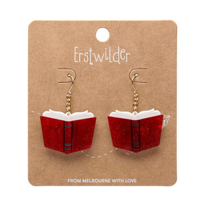 Story Book Drop Earrings - Red  -  Erstwilder Essentials  -  Quirky Resin and Enamel Accessories