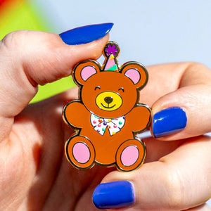 Grand Prize Teddy Enamel Pin  -  Erstwilder  -  Quirky Resin and Enamel Accessories