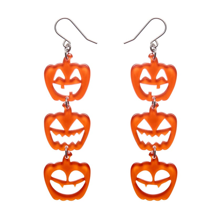 Halloween Pumpkins Drop Earrings - Orange  -  Erstwilder Essentials  -  Quirky Resin and Enamel Accessories