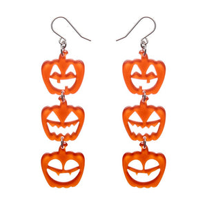 Halloween Pumpkins Drop Earrings - Orange  -  Erstwilder Essentials  -  Quirky Resin and Enamel Accessories