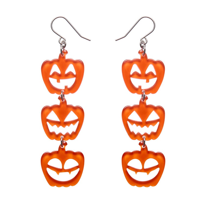 Halloween Pumpkins Drop Earrings - Orange  -  Erstwilder Essentials  -  Quirky Resin and Enamel Accessories