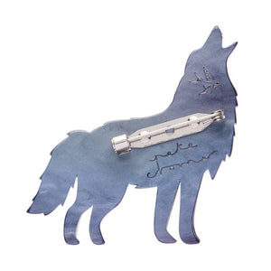 The Gallant Gray Wolf Brooch  -  Erstwilder  -  Quirky Resin and Enamel Accessories