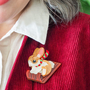 Breezy the Bunny Brooch  -  Erstwilder  -  Quirky Resin and Enamel Accessories