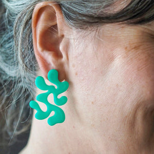 Statement Coral Stud Earrings - Aqua  -  Erstwilder Essentials  -  Quirky Resin and Enamel Accessories