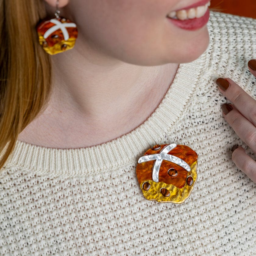 Hot Cross Cravings Brooch  -  Erstwilder  -  Quirky Resin and Enamel Accessories