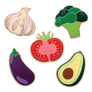 In Praise of Veg Enamel Pin Pack - 5 Piece  -  Erstwilder  -  Quirky Resin and Enamel Accessories