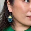 Ruby the Rainbow Stag Beetle Drop Earrings  -  Erstwilder  -  Quirky Resin and Enamel Accessories