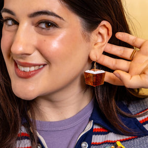 Story Book Drop Earrings - Brown  -  Erstwilder Essentials  -  Quirky Resin and Enamel Accessories