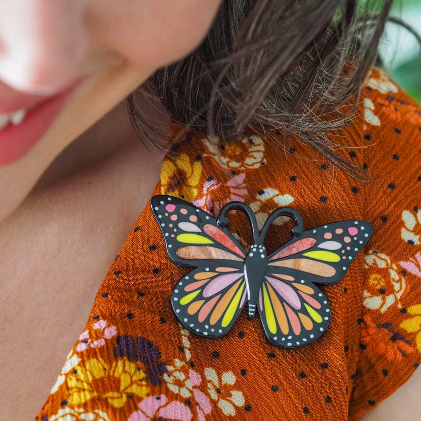 The Magnificent Monarch Butterfly Brooch  -  Erstwilder  -  Quirky Resin and Enamel Accessories