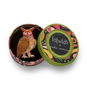 The Grand Great Horned Owl Brooch  -  Erstwilder  -  Quirky Resin and Enamel Accessories