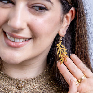 Olive Branch Drop Earrings - Gold  -  Erstwilder Essentials  -  Quirky Resin and Enamel Accessories