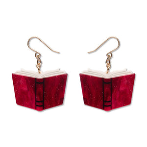 Story Book Drop Earrings - Red Pearl  -  Erstwilder Essentials  -  Quirky Resin and Enamel Accessories