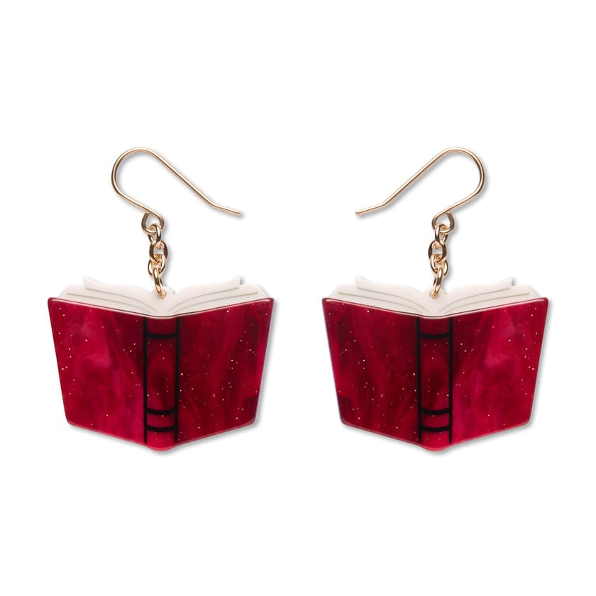 Story Book Drop Earrings - Red Pearl  -  Erstwilder Essentials  -  Quirky Resin and Enamel Accessories