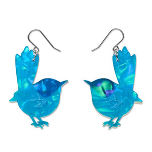 Purple-Crowned Fairy Wren Drop Earrings  -  Erstwilder  -  Quirky Resin and Enamel Accessories
