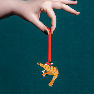 Pascal the Prawn Enamel Ornament  -  Erstwilder  -  Quirky Resin and Enamel Accessories