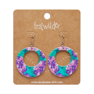 Hydrangea Circle Drop Earrings - Purple  -  Erstwilder Essentials  -  Quirky Resin and Enamel Accessories