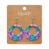 Hydrangea Circle Drop Earrings - Purple