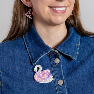 Sabine the Swan Brooch  -  Erstwilder  -  Quirky Resin and Enamel Accessories