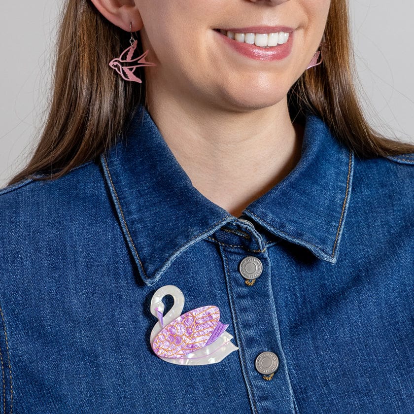 Sabine the Swan Brooch  -  Erstwilder  -  Quirky Resin and Enamel Accessories