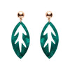 Leaf Drop Earrings – Teal