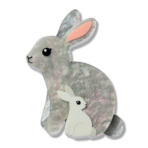 Bunnies Simplified Mini Brooch  -  Erstwilder Simplified  -  Quirky Resin and Enamel Accessories