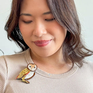 Maisie the Masked Owl Brooch  -  Erstwilder  -  Quirky Resin and Enamel Accessories