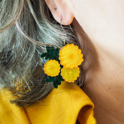 Sunshine Wattle Drop Earrings  -  Erstwilder  -  Quirky Resin and Enamel Accessories