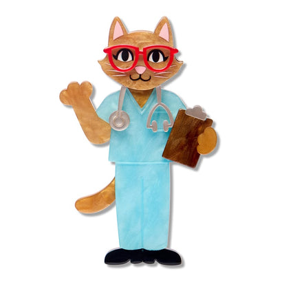 Whiskers M.D. Brooch  -  Erstwilder  -  Quirky Resin and Enamel Accessories