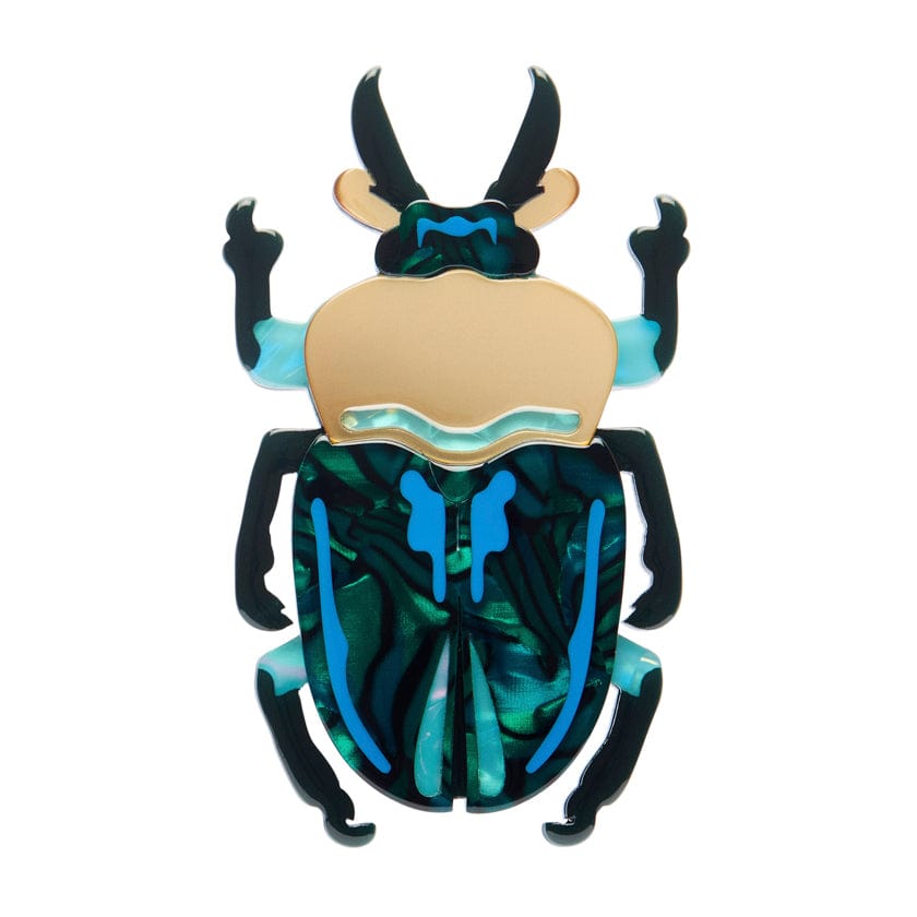 Ruby the Rainbow Stag Beetle Brooch  -  Erstwilder  -  Quirky Resin and Enamel Accessories