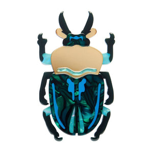 Ruby the Rainbow Stag Beetle Brooch  -  Erstwilder  -  Quirky Resin and Enamel Accessories