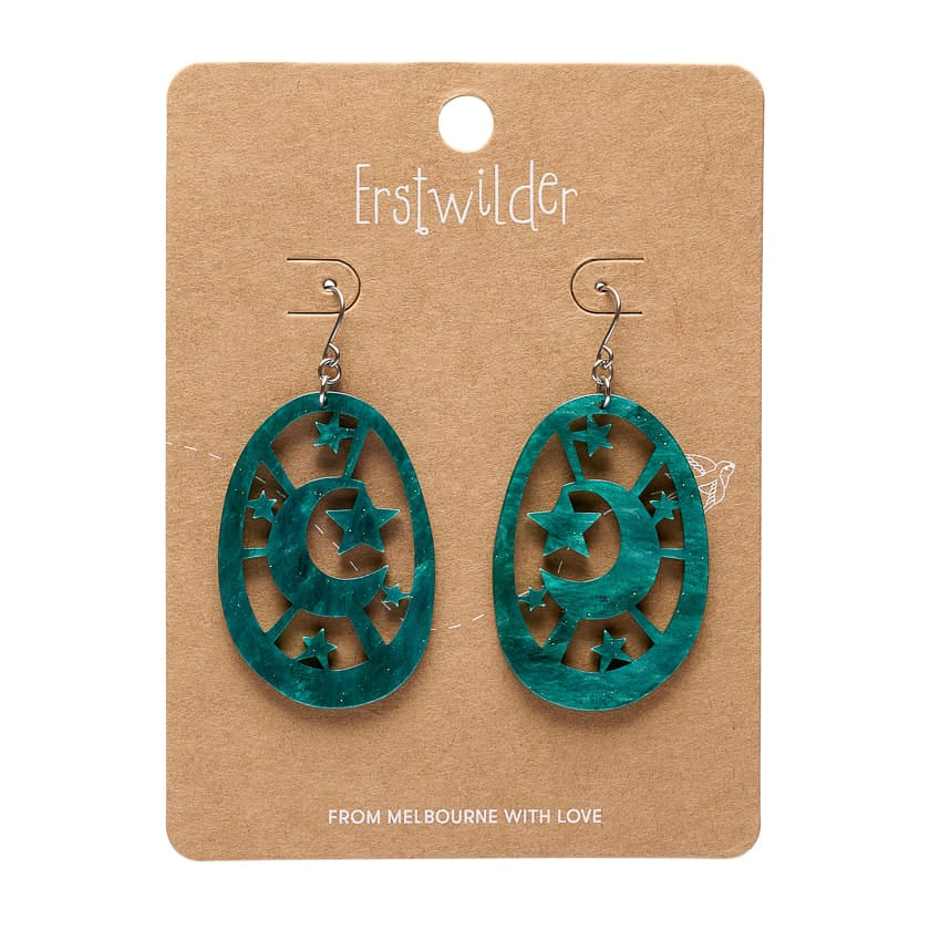 Moonlight Drop Earrings - Green  -  Erstwilder Essentials  -  Quirky Resin and Enamel Accessories