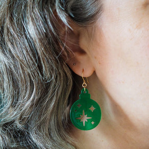 Round Bauble Drop Earrings - Green  -  Erstwilder Essentials  -  Quirky Resin and Enamel Accessories