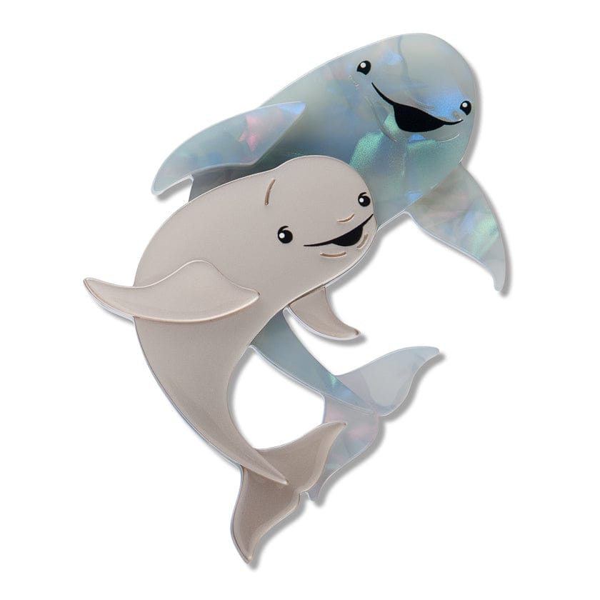 Yangtze Finless Porpoises Brooch  -  Erstwilder  -  Quirky Resin and Enamel Accessories