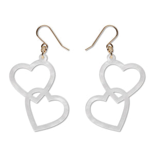 Heart Rings Drop Earrings – White  -  Erstwilder Essentials  -  Quirky Resin and Enamel Accessories