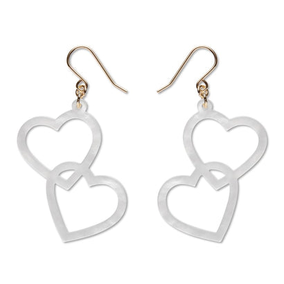 Heart Rings Drop Earrings – White  -  Erstwilder Essentials  -  Quirky Resin and Enamel Accessories