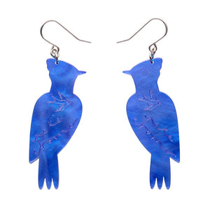 The Boisterous Blue Jay Drop Earrings  -  Erstwilder  -  Quirky Resin and Enamel Accessories