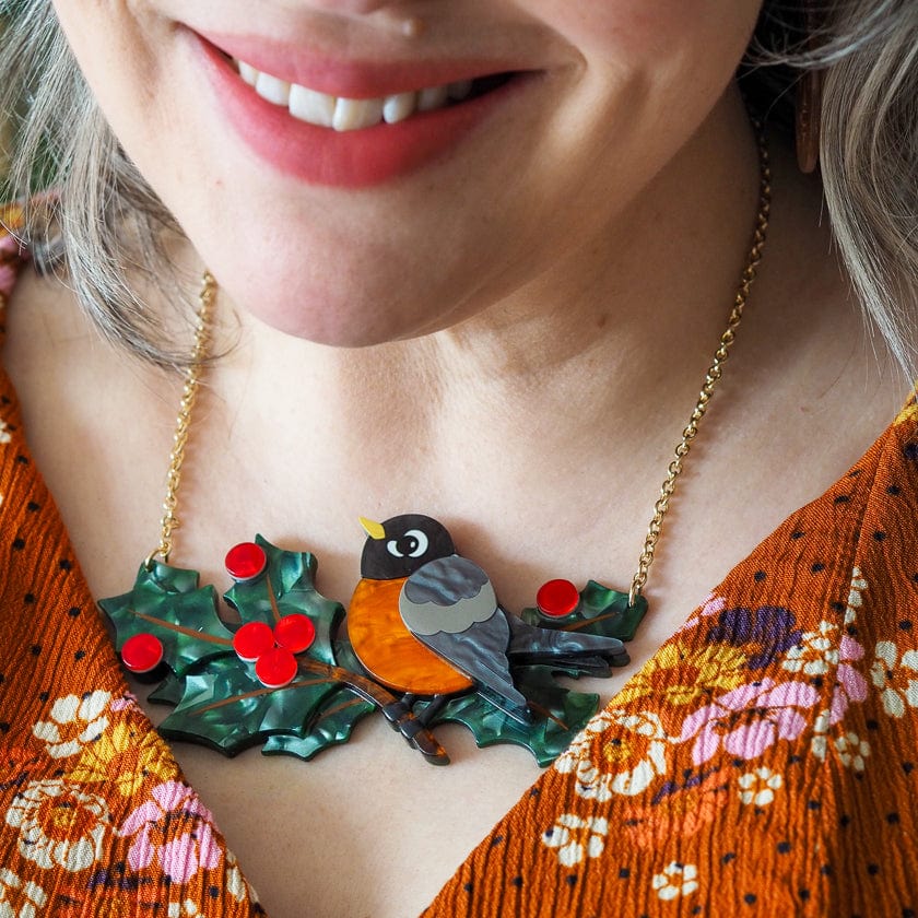 Ruby the Robin Necklace  -  Erstwilder  -  Quirky Resin and Enamel Accessories